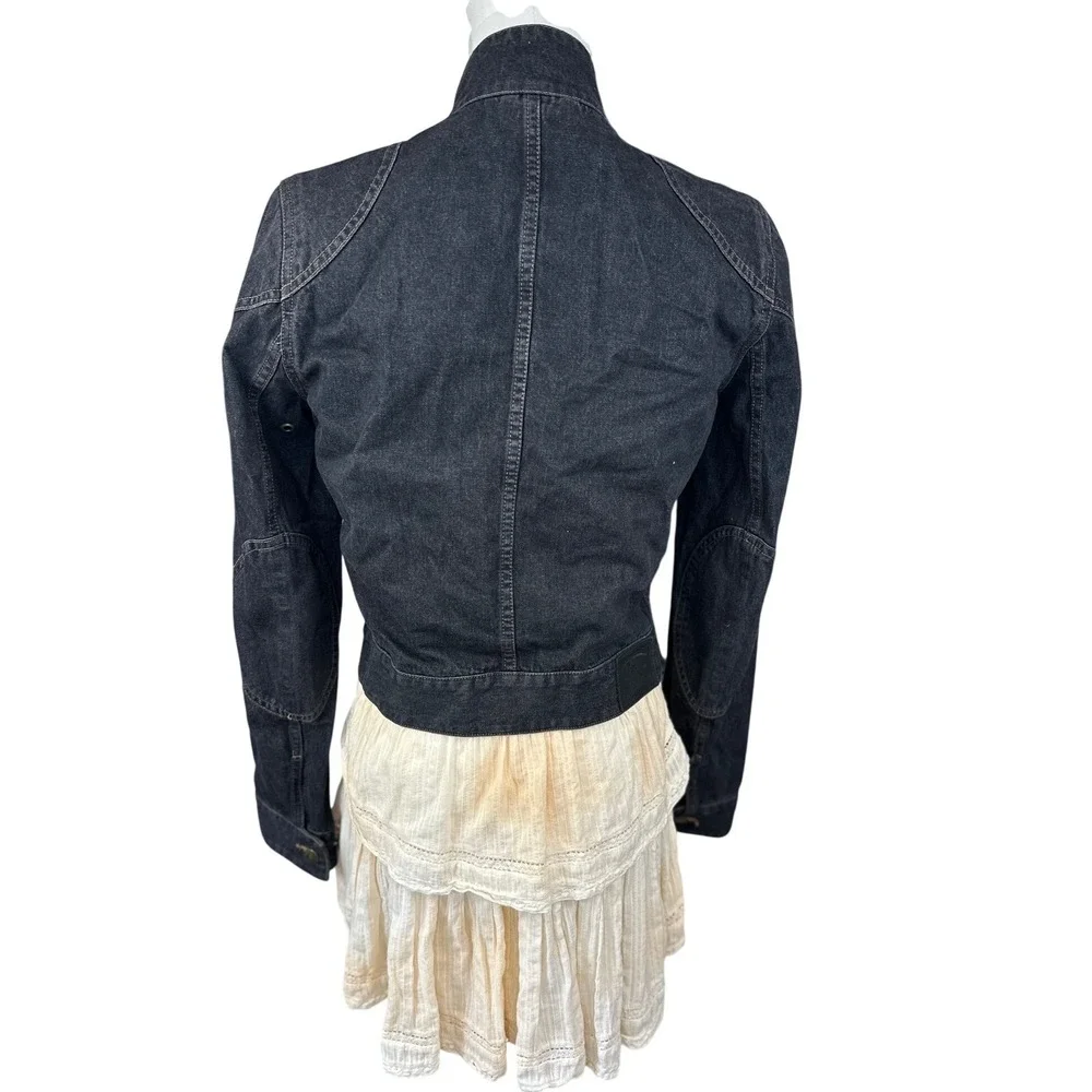 Ralph Lauren Denim SZ SM Moto VTGE Jacket Small Dark Indigo Blue /BL Buckle Neck - Picture 5 of 14